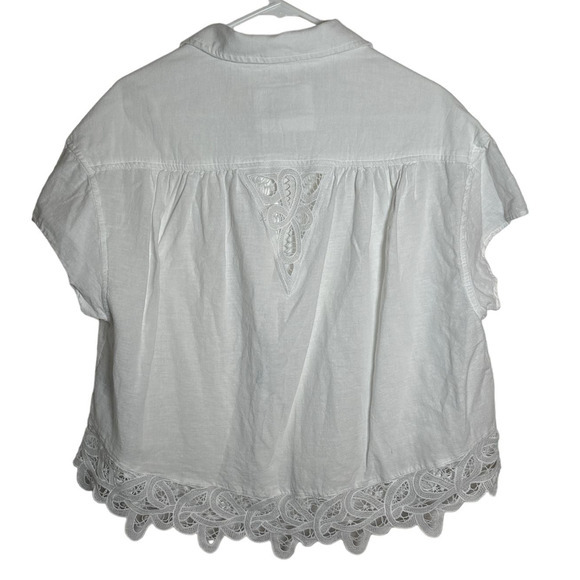 American Eagle White Linen blend oversized‎ shirt size medium - Picture 3 of 8